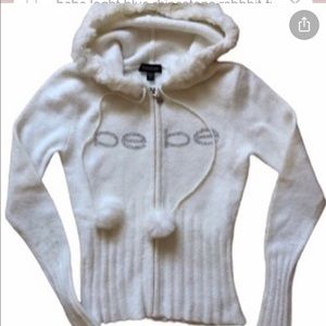 SEARCHING FOR BEBE ANGORA FUZZY RHINESTONE HOODIE